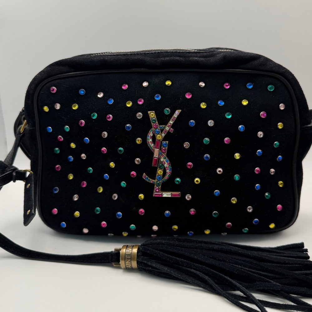 Yves Saint Laurent Rainbow Crystal Studded tassel crossbody Camera Bag - Picture 5 of 17